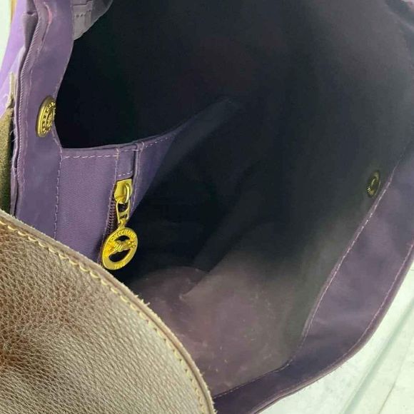 Longchamp Designer Purple Brown Fabric Tote Backpack Shoulder Bag France main image 4
